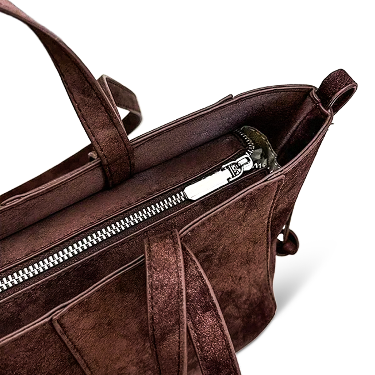 A78 Chocolate — Soft Slouchy Suede-Effect Tote Bag — (nessuna)