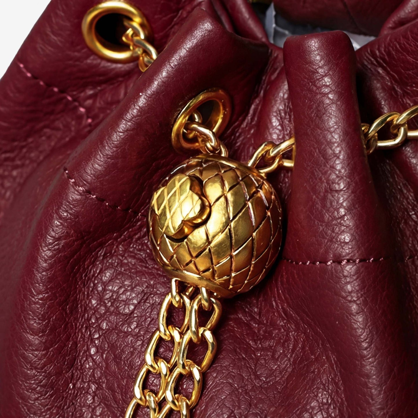 Prysm 1 Burgundy — Genuine Leather Chain Strap Bucket Bag