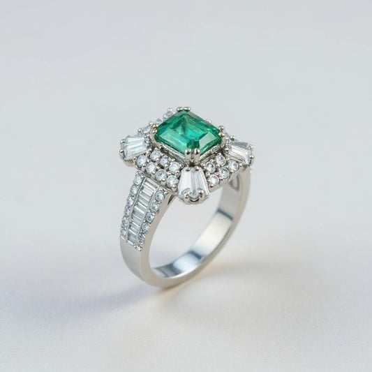 Emerald Radiance Ring – Classic Zircon Wedding Band