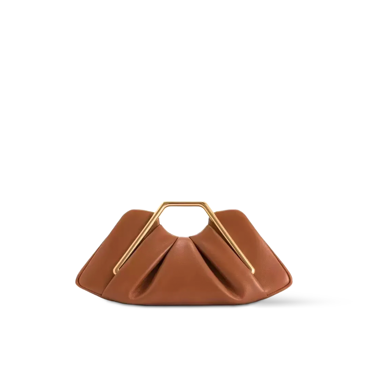 SVA 40 — Origami Fold Top-Handle Clutch — Color=Brown