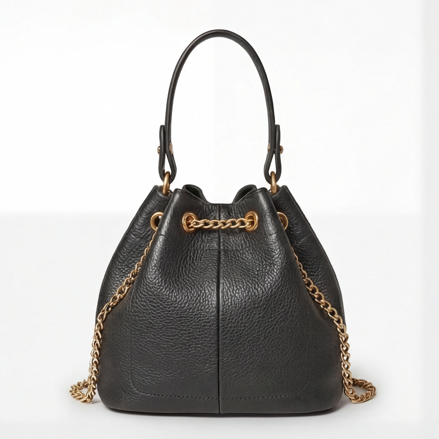 Prysm 1 Grey — Skórzana torebka worek z łańcuszkiem