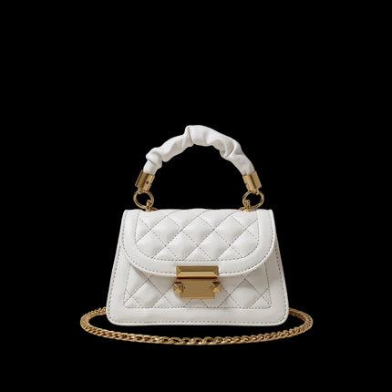 Velia CH Soirée Quilted — Chain Crossbody Bag — Color=Ivory