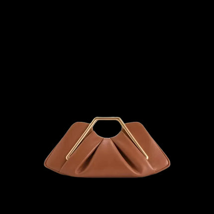 Oriane SVA Drift — Origami Fold Top-Handle Clutch — Color=Brown