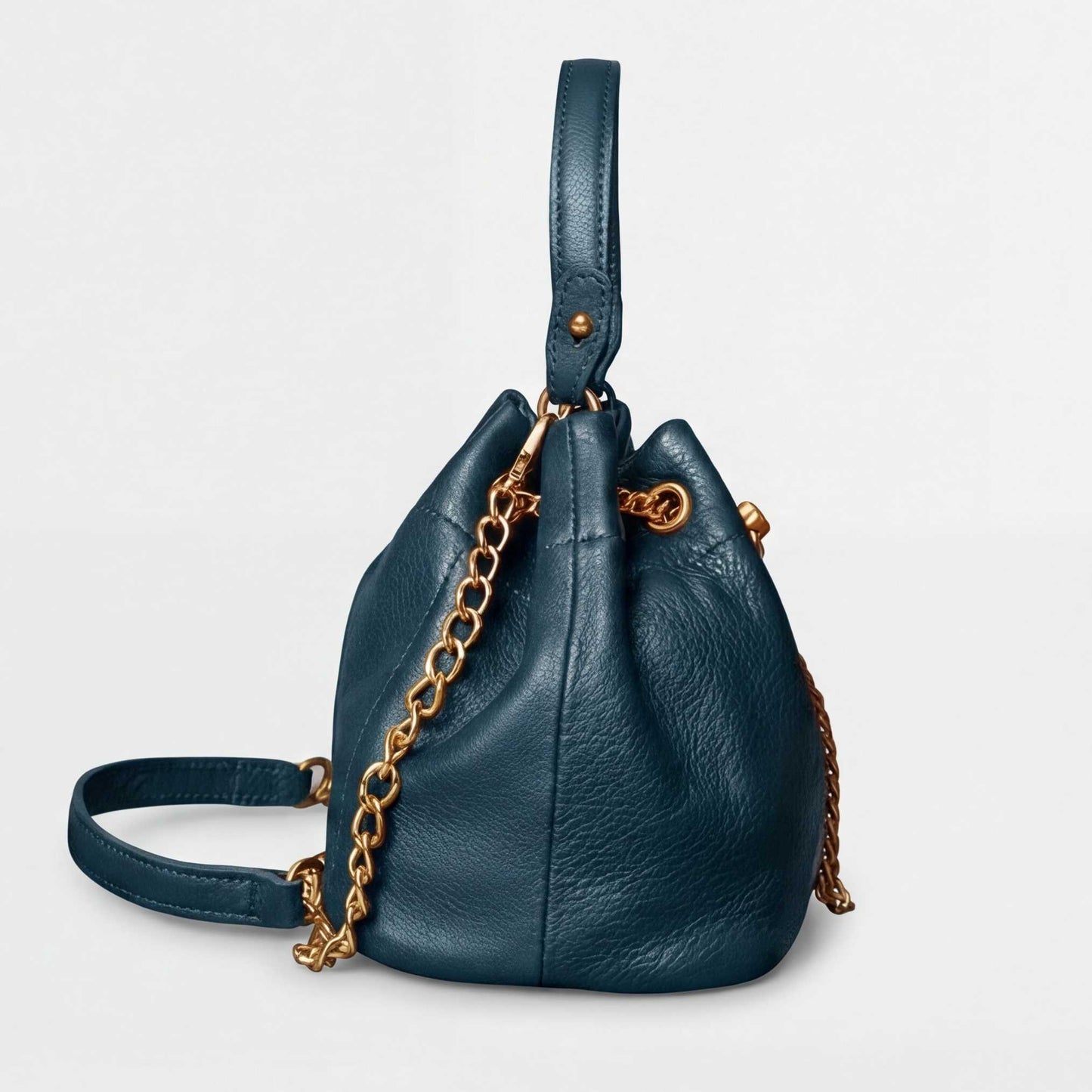Prysm 1 Blue — Genuine Leather Chain Strap Bucket Bag
