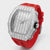 Trillionaire Watch 3 Silver — Men's Tonneau Baguette Crystal Quartz Watch with Red Rubber Strap