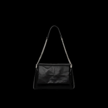 Aster PV Minimal 77 — Chain Shoulder Tote Bag — Color=Black