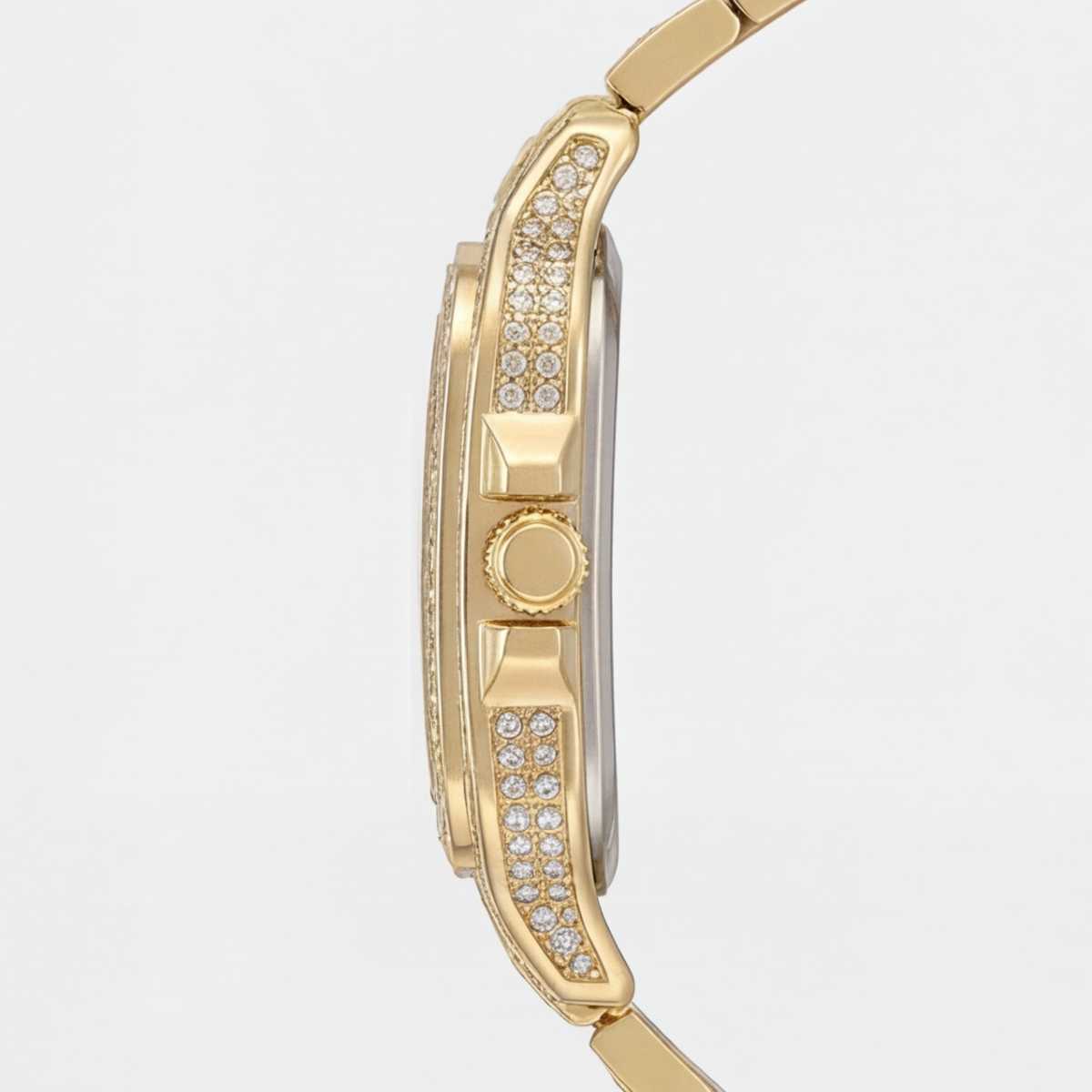 Trillionaire Watch 2 Gold — Orologio al quarzo da uomo quadrato con pavé e numeri romani