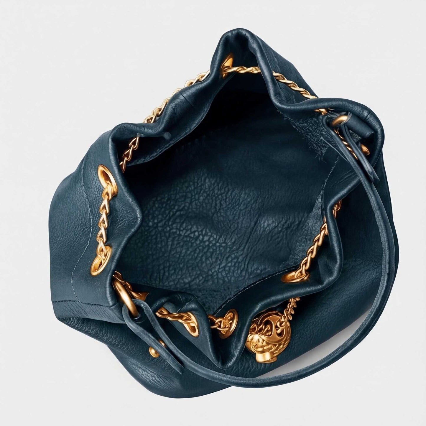 Prysm 1 Blue — Genuine Leather Chain Strap Bucket Bag