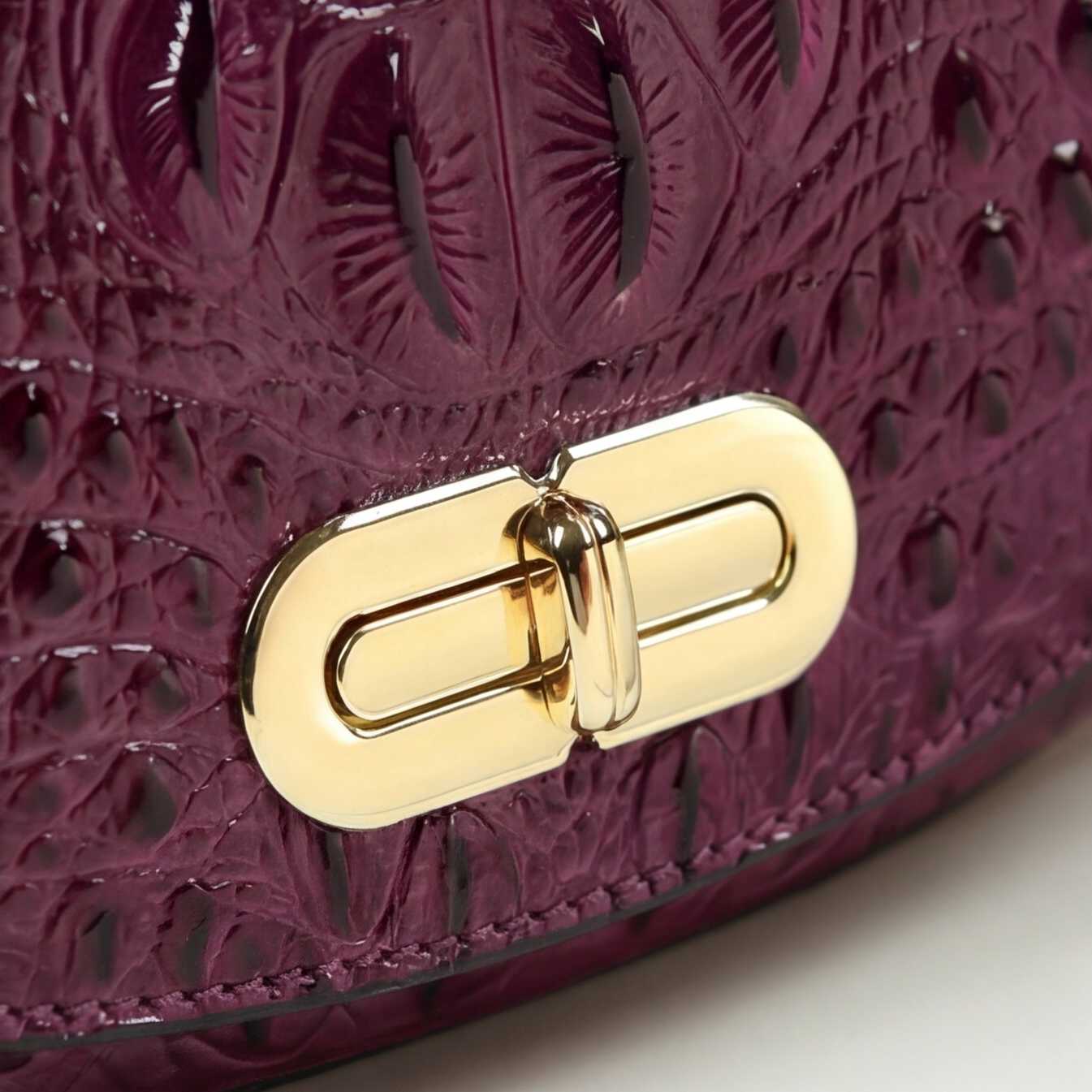 Crokky 4 Purple — Croc-Embossed Vegan Leather Saddle Crossbody Bag
