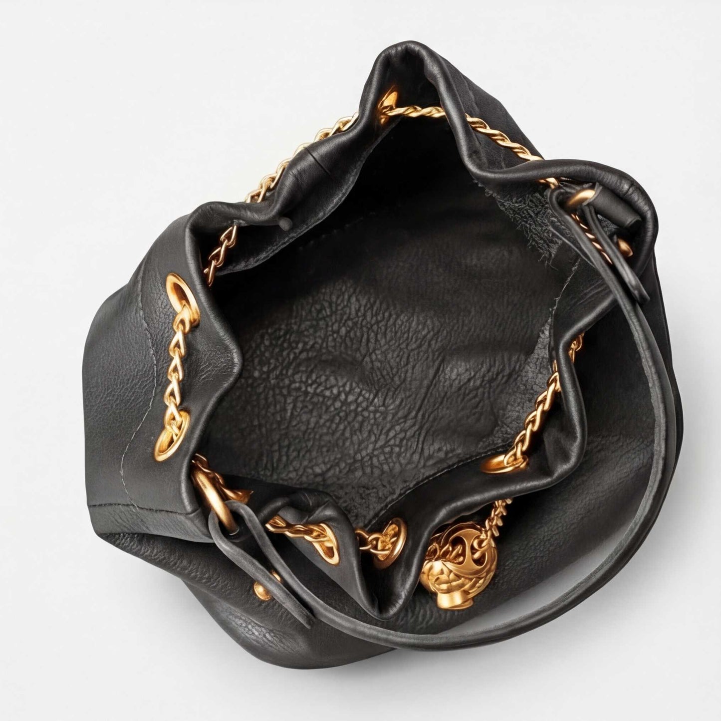 Prysm 1 Grey — Skórzana torebka worek z łańcuszkiem