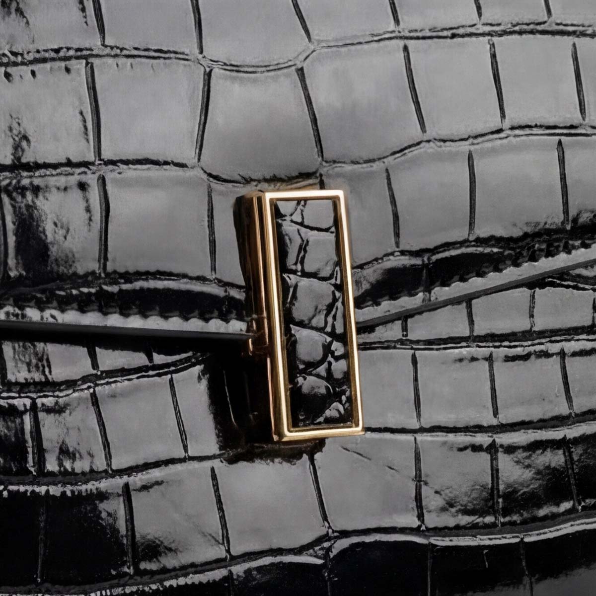 Crokky 2 Black — 真皮鱷魚壓紋手提斜背包