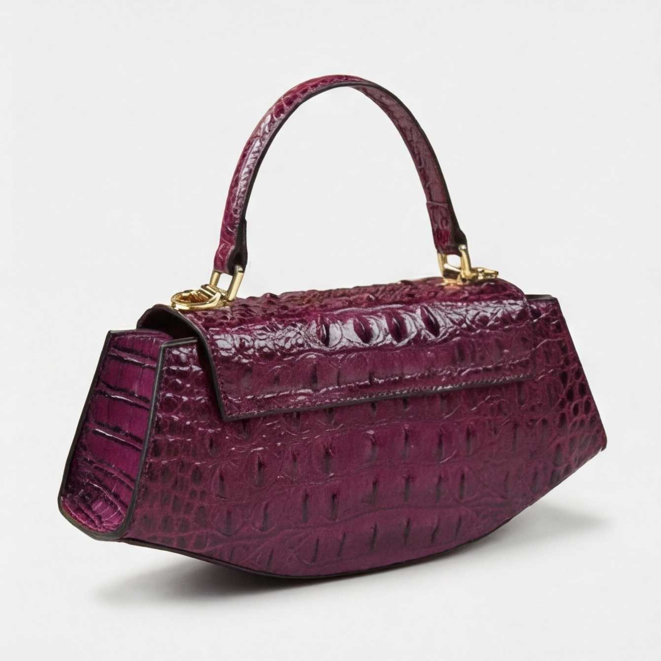 Crokky 4 Purple — Croc-Embossed Vegan Leather Saddle Crossbody Bag