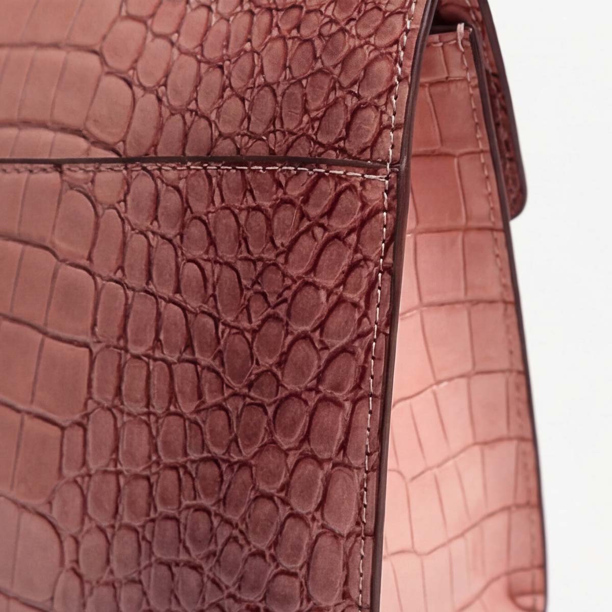 Crokky 2 Pink — 천연 가죽 악어 엠보싱 탑 핸들 크로스바디 백