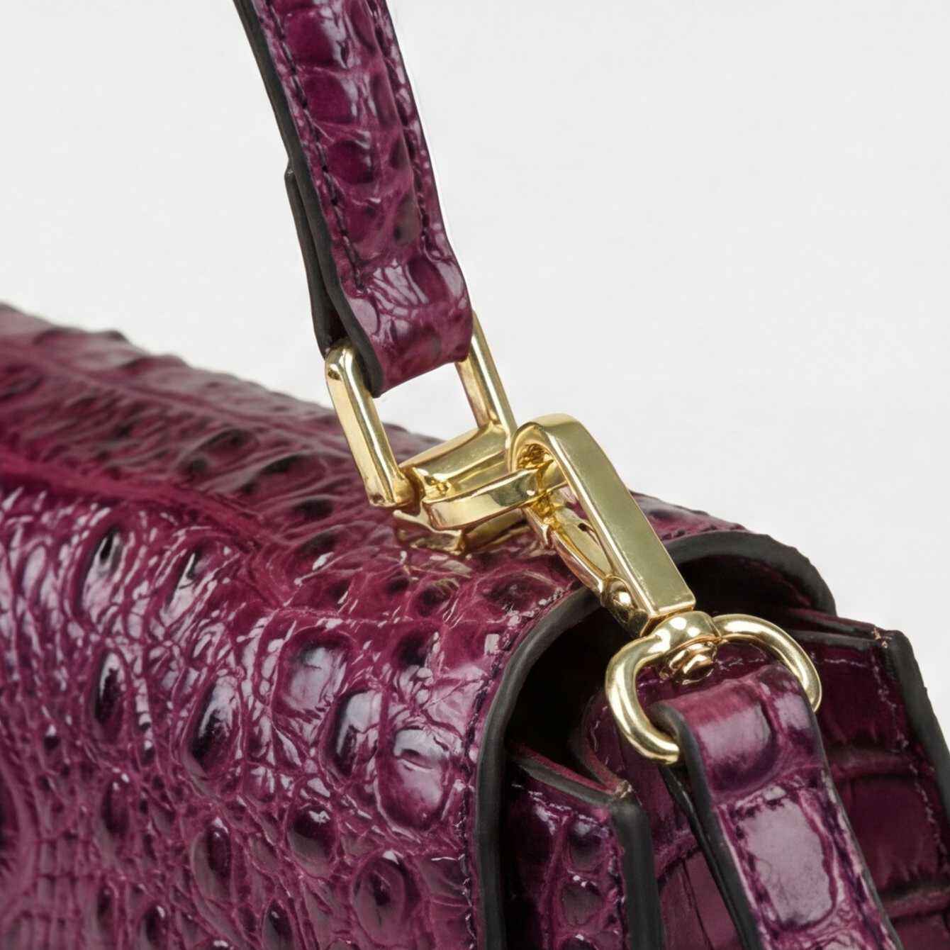 Crokky 4 Purple — Croc-Embossed Vegan Leather Saddle Crossbody Bag