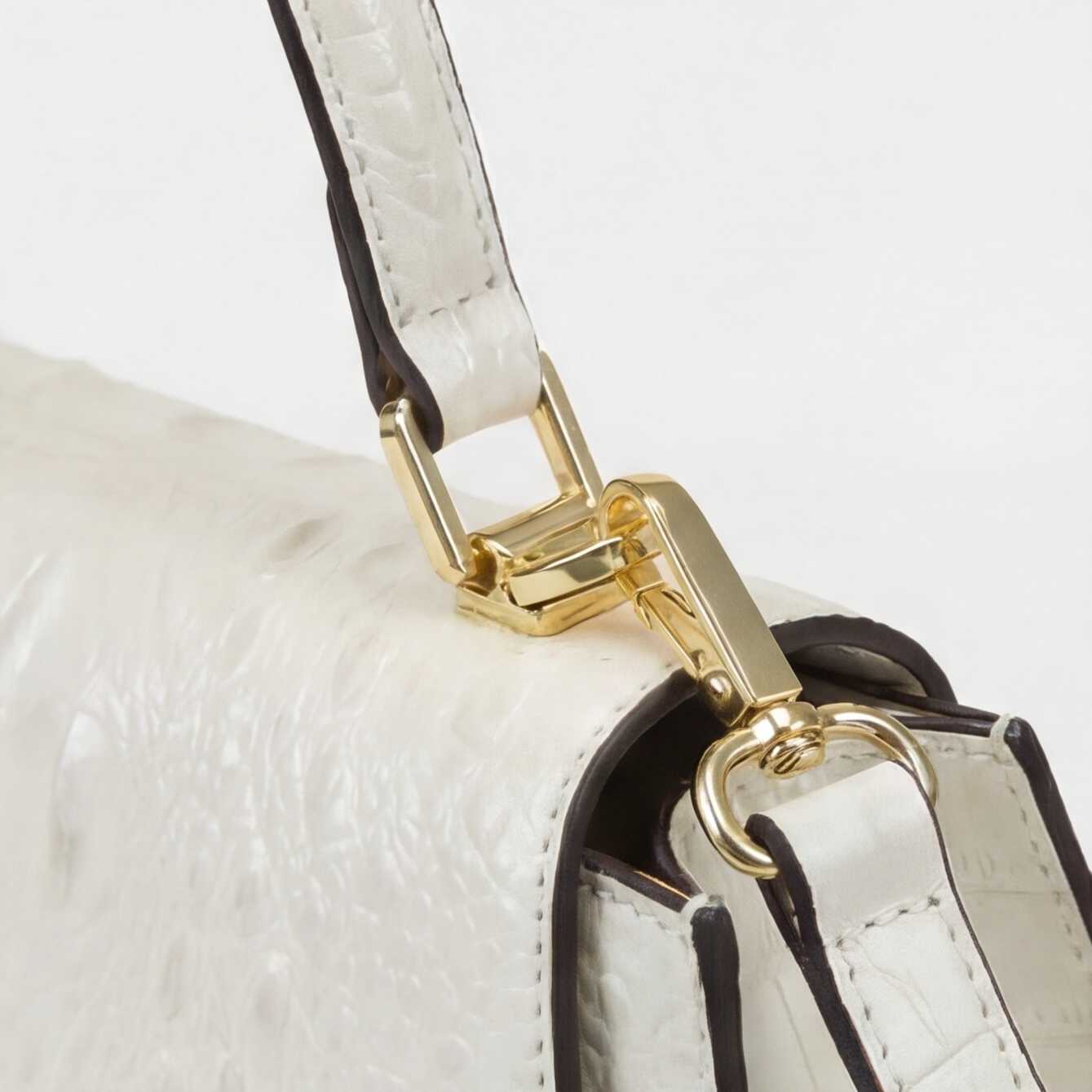 Crokky 4 White — 크로커다일 엠보싱 비건 레더 새들 백