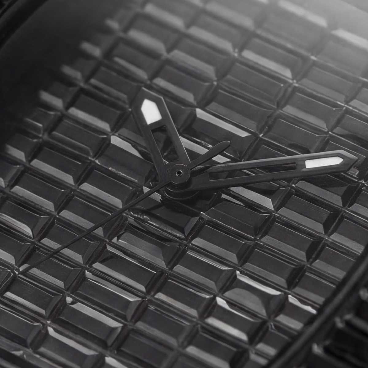 Trillionaire Watch 3 Black — Tonneau-Herren-Quarzuhr mit Baguette-Kristallen und Kautschukarmband