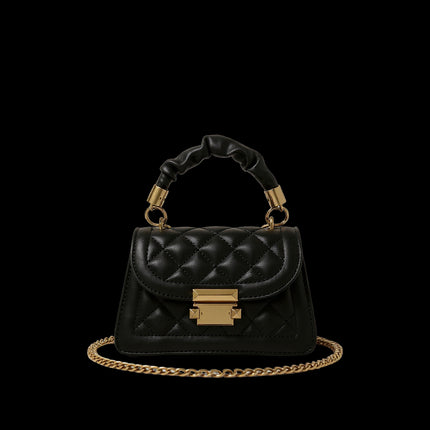 Velia CH Soirée Quilted — Chain Crossbody Bag — Color=black
