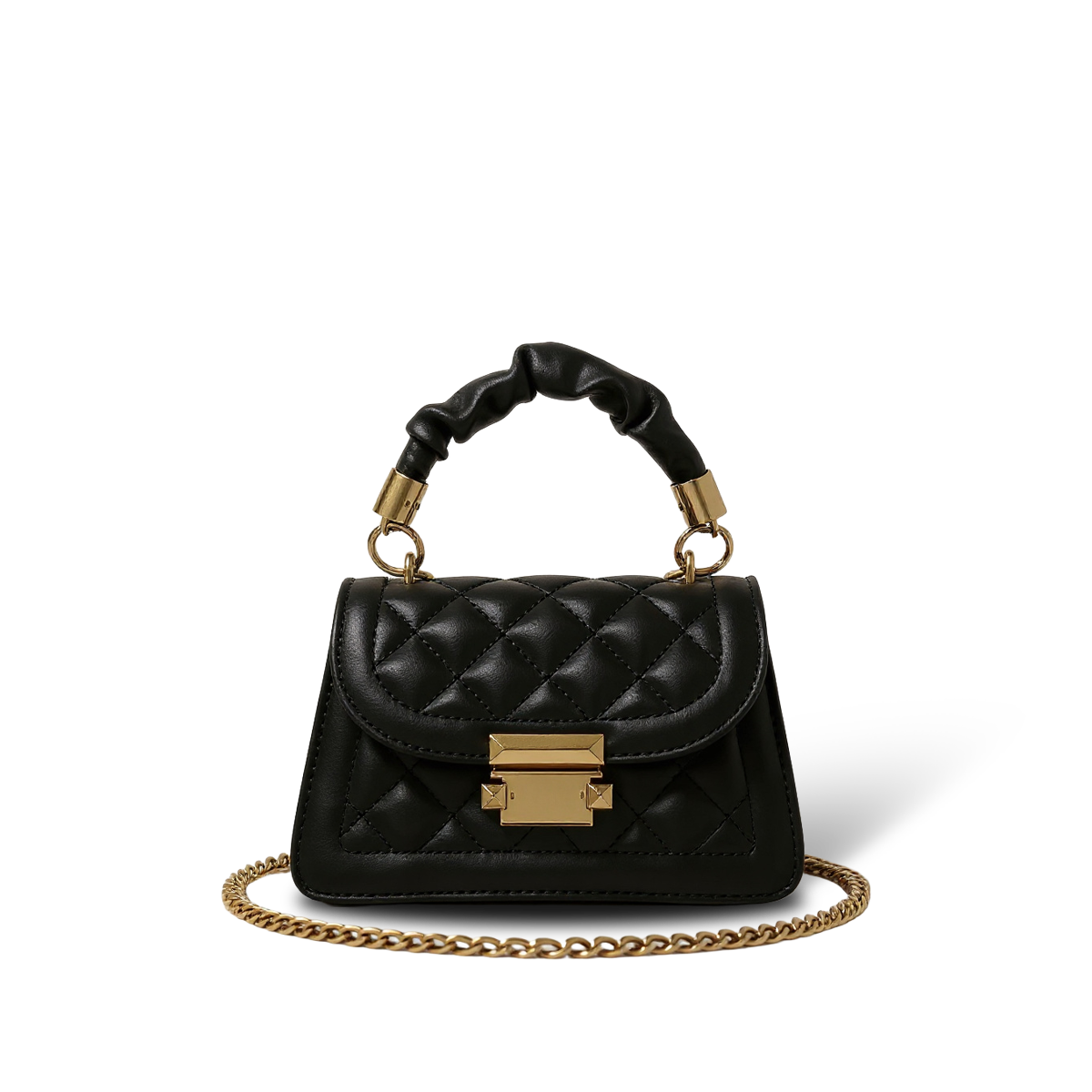 Velia CH Soirée Quilted — Chain Crossbody Bag — Color=black