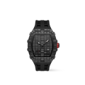 Trillionaire Watch 3 Black — 러버 스트랩이 있는 남성용 토노 바게트 크리스탈 쿼츠 시계