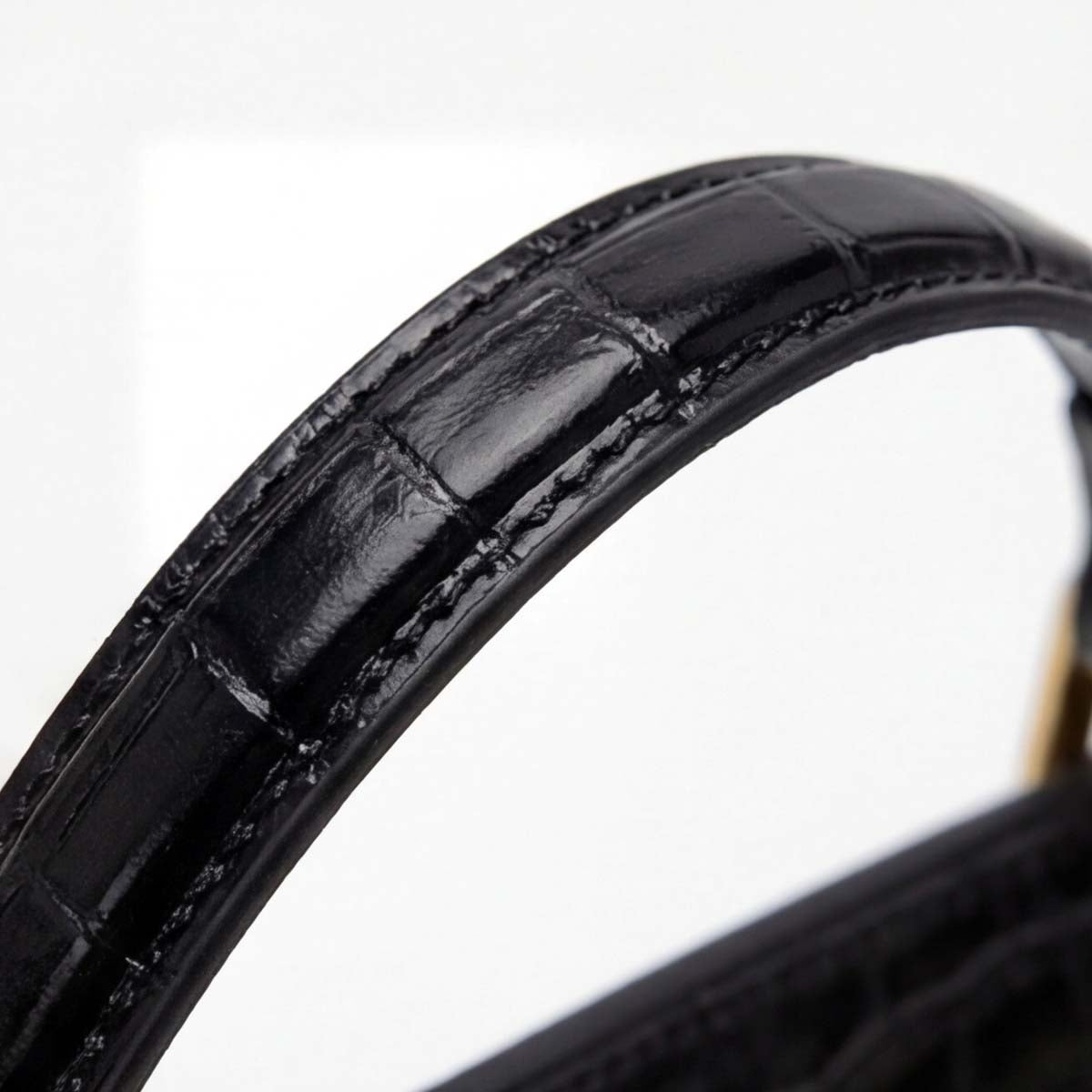 Crokky 2 Black — 真皮鱷魚壓紋手提斜背包