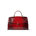 Crokky 2 Red — Bolso de mano de piel genuina con grabado de cocodrilo y bandolera