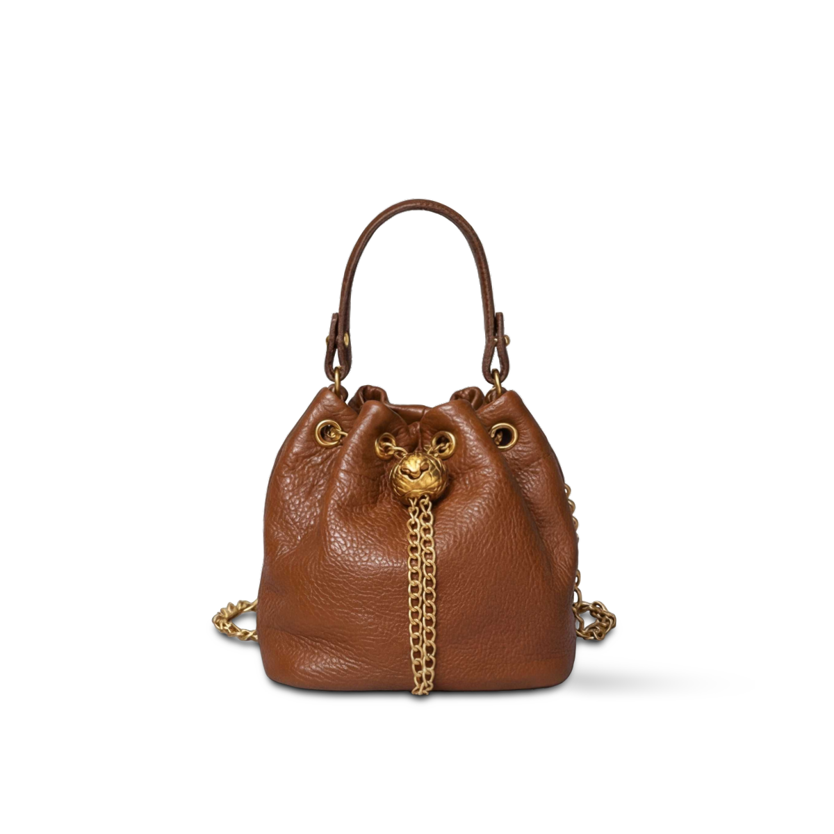 Prysm 1 Brown — Genuine Leather Chain Strap Bucket Bag — (nessuna)