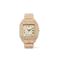 Trillionaire Watch 2 Gold — Orologio al quarzo da uomo quadrato con pavé e numeri romani