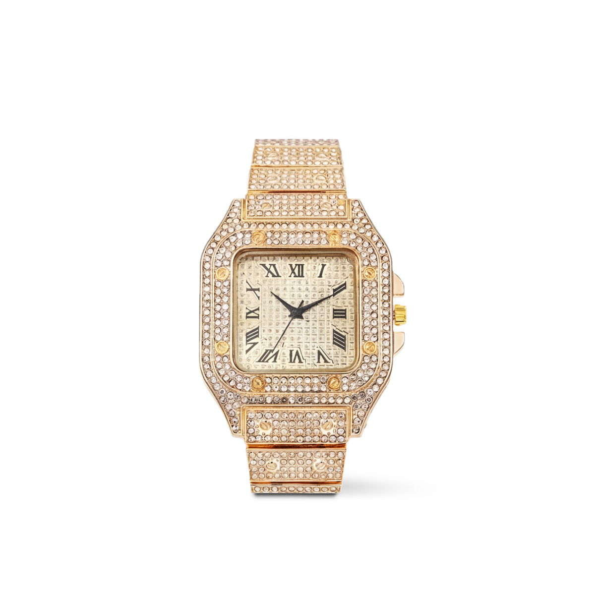 Trillionaire Watch 2 Gold — Men's Square Pavé Quartz Watch with Roman Numerals — (nessuna)