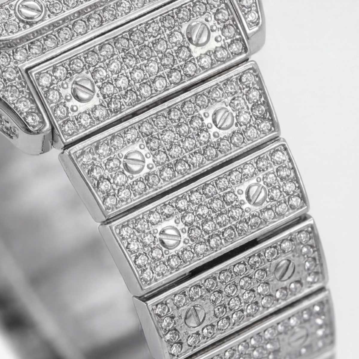 Trillionaire Watch 2 Silver — Firkantet pavé kvarts-herreur med romertal