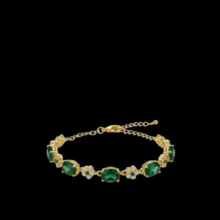 Crystalis H21 — Emerald Link Chain Bracelet — Color=Emerald Green