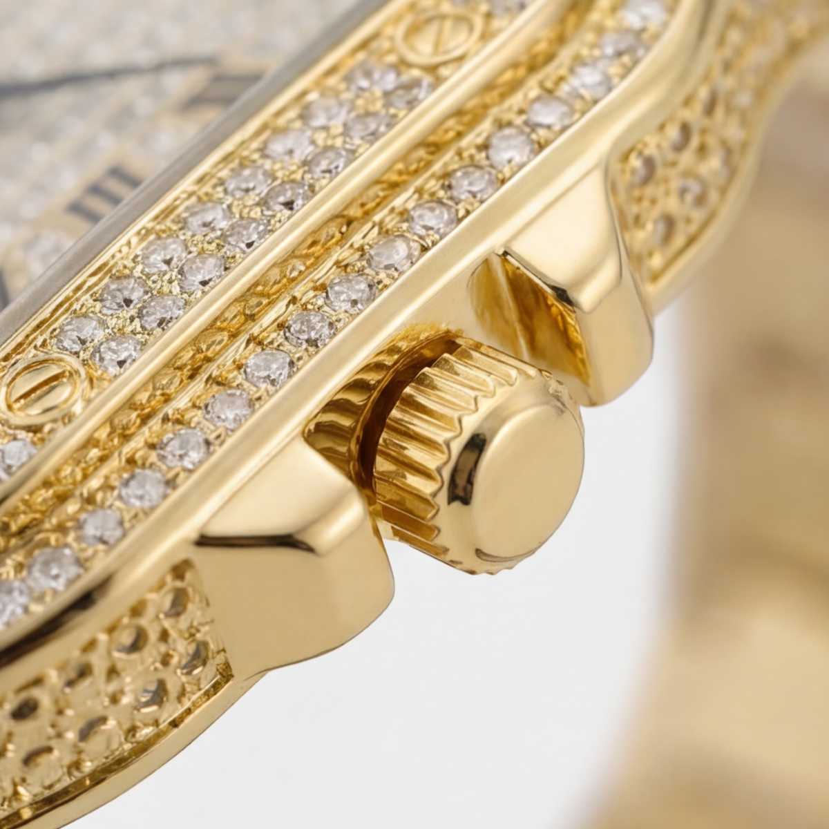 Trillionaire Watch 2 Gold — Orologio al quarzo da uomo quadrato con pavé e numeri romani