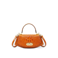 Crokky 4 Orange — Bolso de mano estilo saddle con bandolera en piel vegana efecto cocodrilo