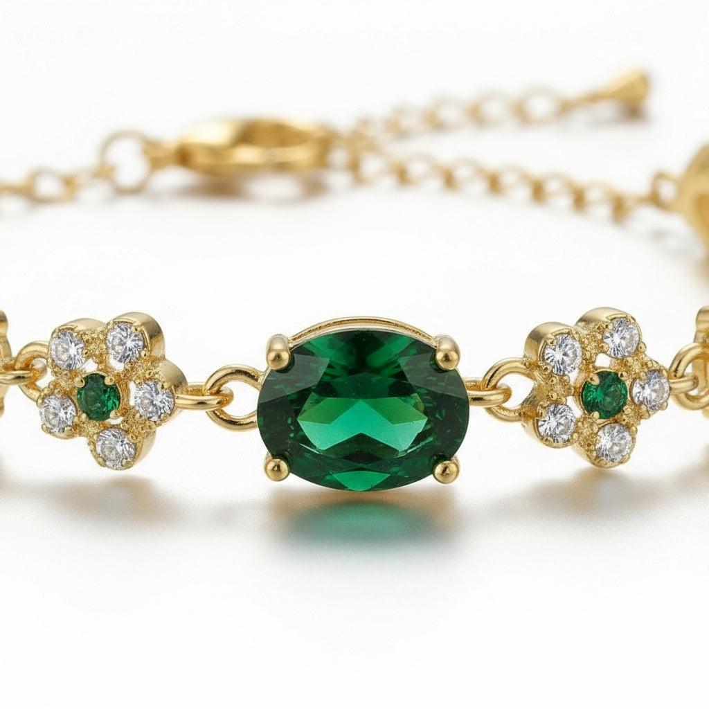 Crystalis H21 — Emerald Link Chain Bracelet