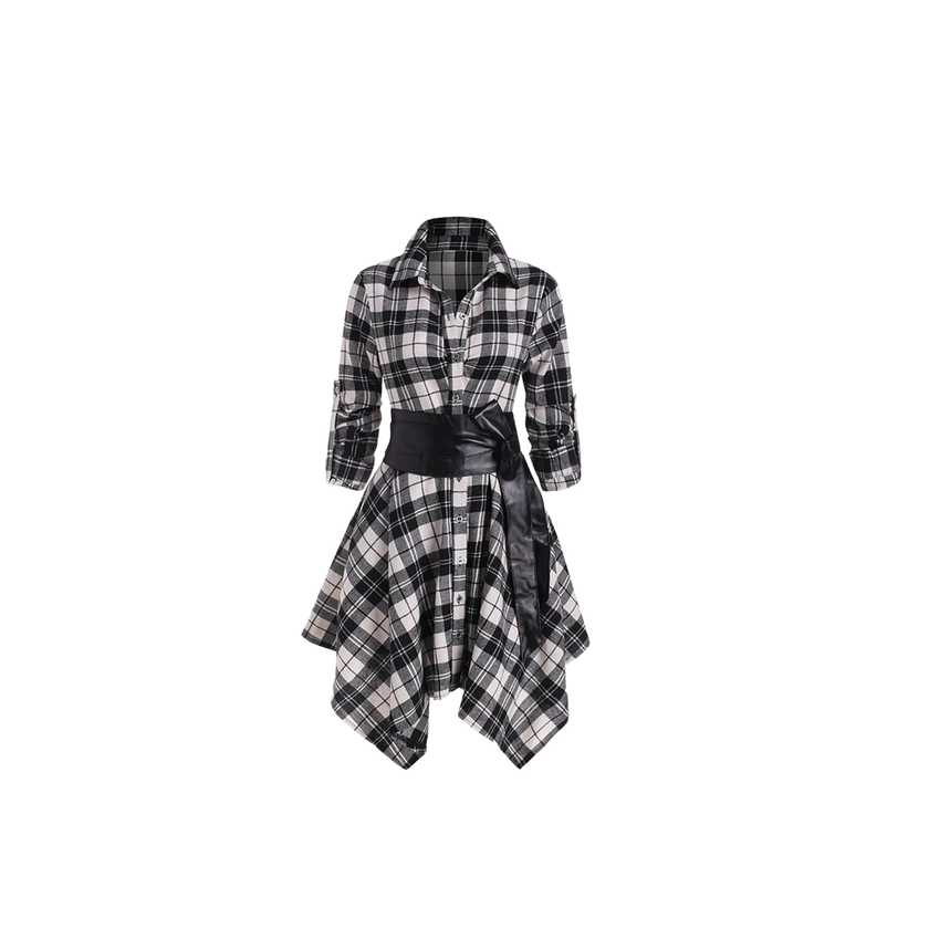 S60 B  Tartan belted midi dress, black, length 8286 cm | SV | Store of  Values