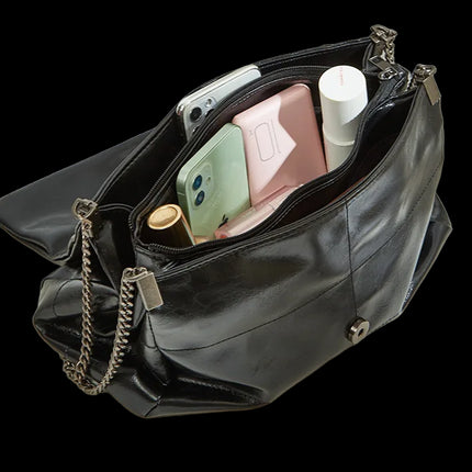 Aster PV Minimal 77 — Chain Shoulder Tote Bag — (nessuna)