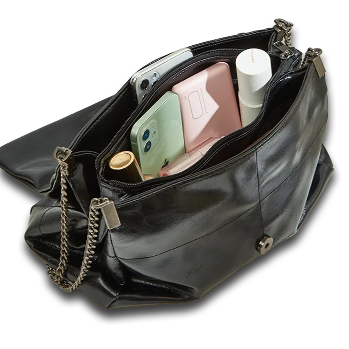 Aster PV Minimal 77 — Chain Shoulder Tote Bag — (nessuna)