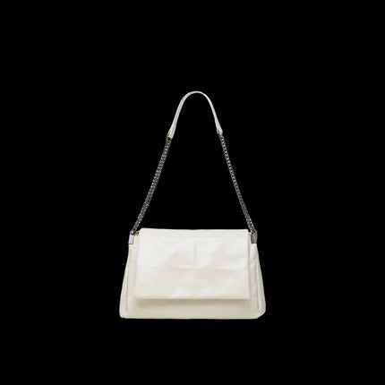 Aster PV Minimal 77 — Chain Shoulder Tote Bag — Color=White