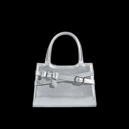 Odette QS 31 — Mini Square Top-Handle Crossbody Bag — Color=Silver