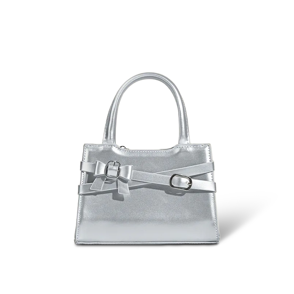 Odette QS 31 — Mini Square Top-Handle Crossbody Bag — Color=Silver