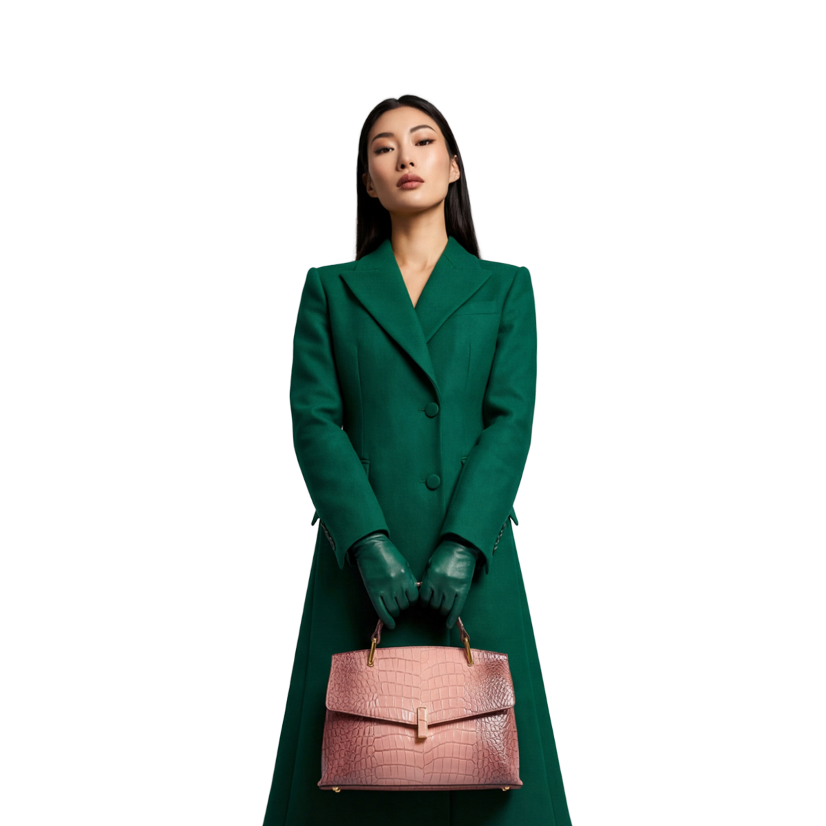 Crokky 2 Pink — 천연 가죽 악어 엠보싱 탑 핸들 크로스바디 백