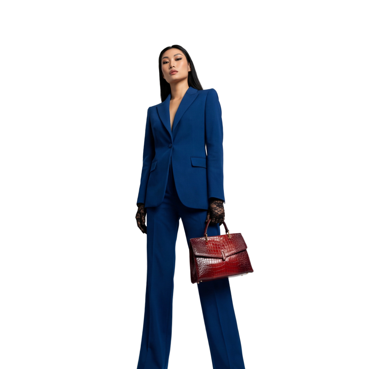 Crokky 2 Red — Bolso de mano de piel genuina con grabado de cocodrilo y bandolera