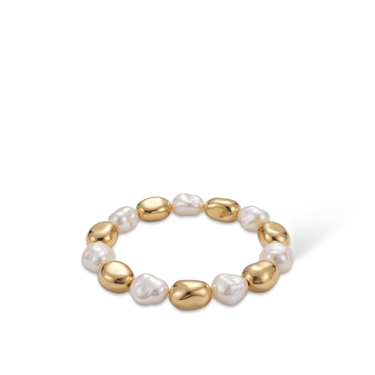 Perlenartiges Armband mit goldfarbenen Akzentkugeln