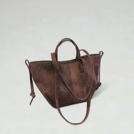 A78 Chocolate — Soft Slouchy Suede-Effect Tote Bag