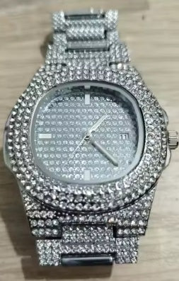 Trillionaire Watch 1 Silver — Men's Full Pavé Stainless Steel Quartz Watch with Date Display · Images from those who chose this product · 3 / 7