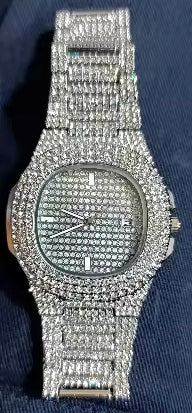 Trillionaire Watch 1 Silver — Men's Full Pavé Stainless Steel Quartz Watch with Date Display · Images from those who chose this product · 1 / 7