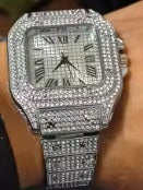 Trillionaire Watch 2 Silver — Fyrkantig herrklocka med kvartsurverk, pavé och romerska siffror · Bilder från dem som valde produkten · 2 / 14