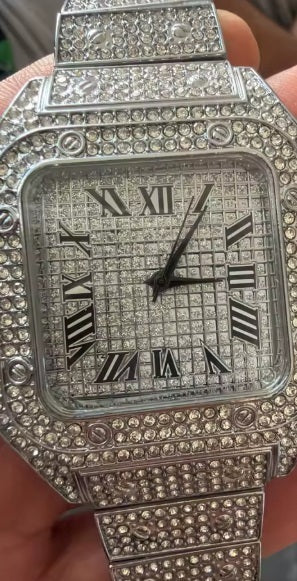 Trillionaire Watch 2 Silver — Fyrkantig herrklocka med kvartsurverk, pavé och romerska siffror · Bilder från dem som valde produkten · 8 / 14