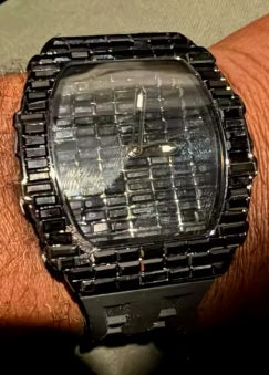 Trillionaire Watch 3 Black — 러버 스트랩이 있는 남성용 토노 바게트 크리스탈 쿼츠 시계 · 이 상품을 선택한 분들의 이미지 · 1 / 6