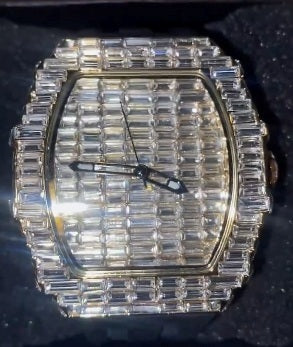 Trillionaire Watch 3 Gold — Men's Tonneau Baguette Crystal Quartz Watch with Rubber Strap · Images from those who chose this product · 3 / 6
