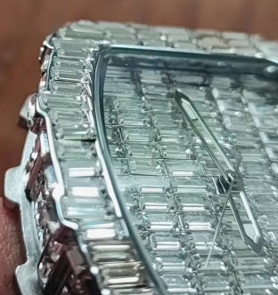 Trillionaire Watch 3 Silver — Men's Tonneau Baguette Crystal Quartz Watch with Red Rubber Strap · Images from those who chose this product · 2 / 4